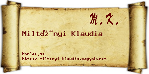 Miltényi Klaudia névjegykártya