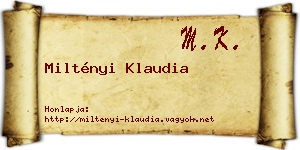 Miltényi Klaudia névjegykártya